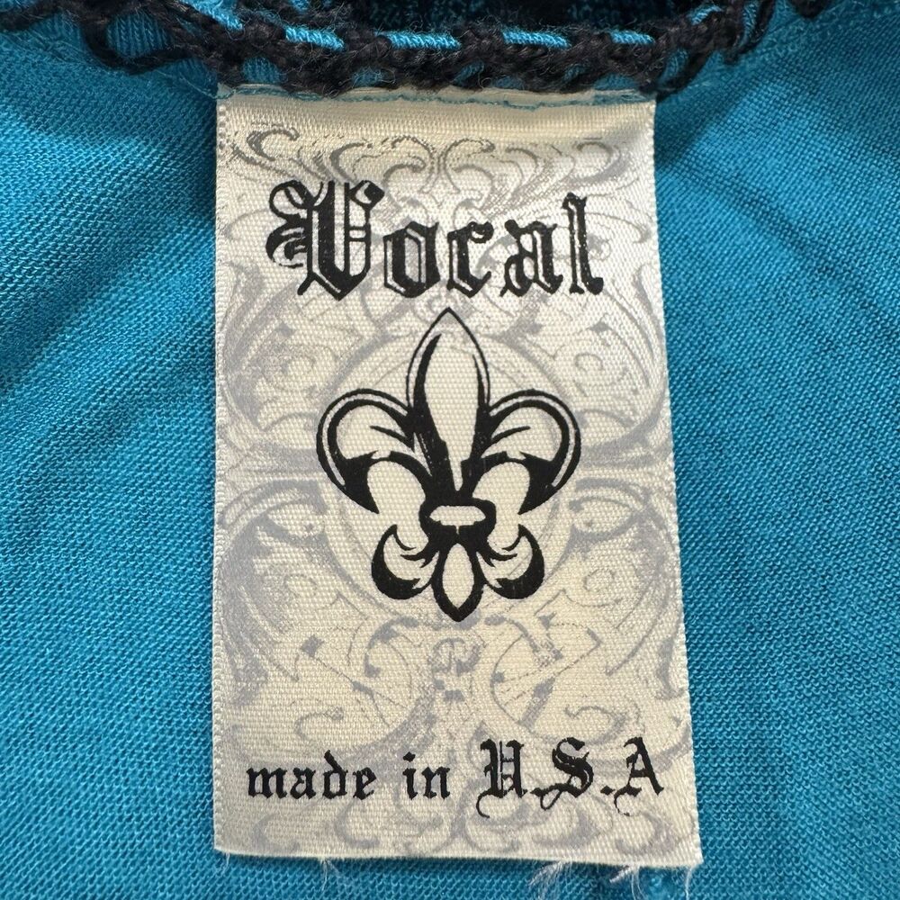 Vocal Teal Sleeveless Cross & Rose Studded High-Low dress - Picture 8 of 9